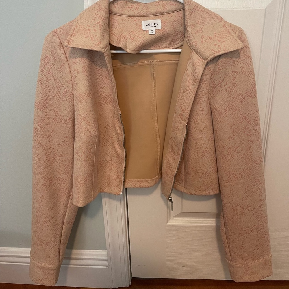Lelis pink snakeskin cropped jacket